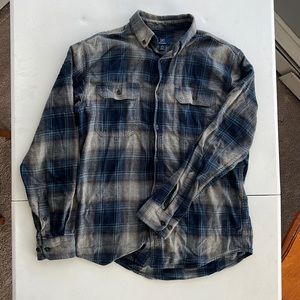 Blue and grey patterned flannel by George. Size S. 100% cotton.